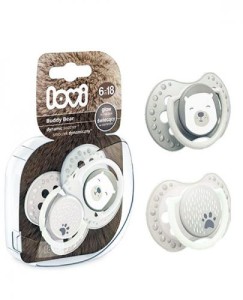 LOVI Smoczek silikonowy dynamiczny 6-18m Buddy Bear, 2 szt.