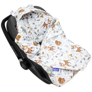 Bawełniany kocyk /otulacz z kapturem do fotelika niemowlęcego - Magical Woodland