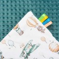 Kocyk dziecięcy 75x100cm - Balloon Travel i szmaragdowe Minky  - opinie