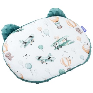 Poduszka MIŚ - Balloon Travel i szmaragdowe Minky