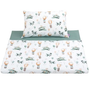 Komplet pościeli, poszewka 60 x 40 cm i poszwa 120 x 90 cm - Balloon Travel  - zdjęcie