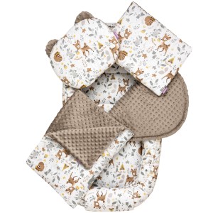 Zestaw 5 elementowy XXL - Magical Woodland i mokka  Minky 