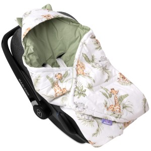 Bawełniany kocyk /otulacz z kapturem do fotelika niemowlęcego - Savanna Fun 