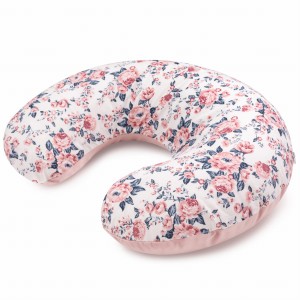 Poduszka rogal + zdejmowana poszewka - Roses i Smokey Pink Soft Velvet