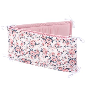 Ochraniacz do łóżeczka XXL - Roses i Smokey Pink Soft Velvet