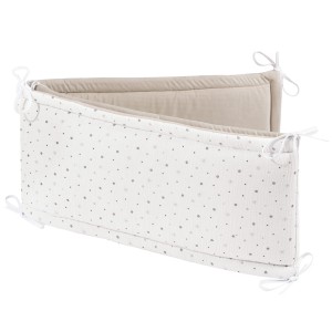 Muślinowy Ochraniacz do łóżeczka XXL - Little Stars i Ecru Velvet