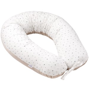 Muślinowa Poduszka ciążowa - Little Stars i Ecru Velvet