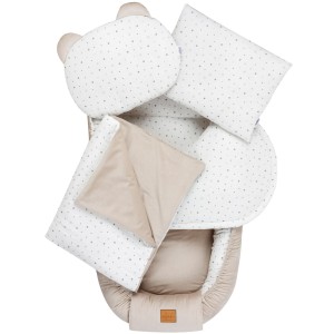 Muślinowy Zestaw 5 elementowy XXL - Little Stars i Ecru Velvet