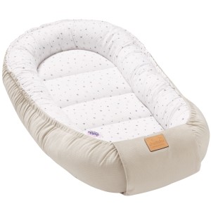 (Outlet) Muślinowy Kokon Comfort - Little Stars i Ecru Velvet 