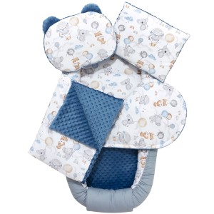 Zestaw 5 elementowy XXL - Balloon Friends i Minky w kolorze jeansowym 