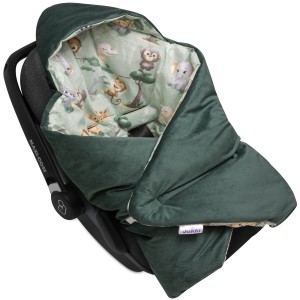(Outlet) Kocyk do fotelika samochodowego - Tropical Animals i butelkowy Velvet 
