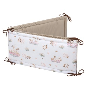 (Outlet) Ochraniacz do łóżeczka - Swan Family i Cappuccino Soft Velvet 