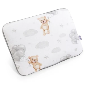 (Outlet) Płaska poduszka 30x40cm - Cloudy Bears i szary Velvet