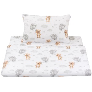 (Outlet) Komplet pościeli, poszewka 60 x 40 cm i poszwa 135 x 100 cm - Cloudy  Bears 