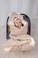 (Outlet) Kocyk, otulacz z kapturem do fotelika niemowlęcego z Boucle i Minky Plusz 90 x 90 cm - Beige - opinie