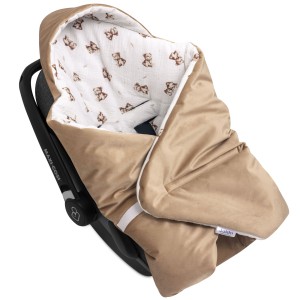 (Outlet) Muślinowy Kocyk do fotelika samochodowego - Baby Bear i Toffee Soft Velvet
