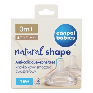 Canpol babies Antykolkowy smoczek dwustrefowy Natural Shape 0m+ 2szt.