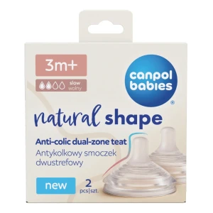 Canpol babies Antykolkowy smoczek dwustrefowy Natural Shape 3m+ 2szt.