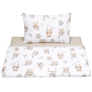 (Outlet) Komplet pościeli, poszewka 60 x 40 cm i poszwa 120 x 90 cm - Boho Bears