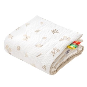 Muślinowy Kocyk niemowlęcy 55x75cm - Golden Meadow i Ecru Velvet