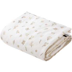 Muślinowy Kocyk przedszkolaka 100x140cm - Golden Meadow i Ecru Velvet 