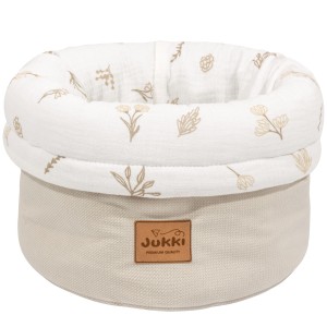 Muślinowy Pojemnik / koszyk na akcesoria dla niemowlaka - Golden Meadow i Ecru Velvet