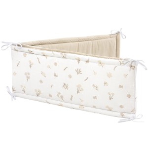 Muślinowy Ochraniacz do łóżeczka XXL - Golden Meadow i Ecru Velvet 