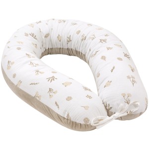 Muślinowa Poduszka ciążowa - Golden Meadow i Ecru Velvet