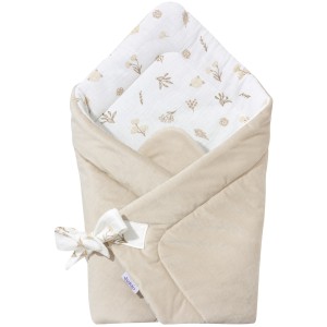 Muślinowy Rożek niemowlęcy Velvet - Golden Meadow i Ecru Velvet