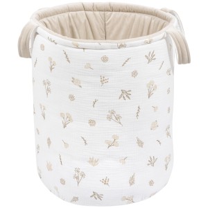 Muślinowy Kosz na zabawki, dwustronny - Golden Meadow i Ecru Velvet