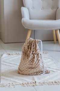 Worek na kapcie do żłobka/ przedszkola - Cappuccino minky