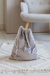 Worek na kapcie do żłobka/ przedszkola - Jasno szare minky 