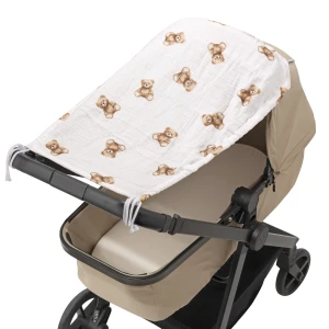 Daszek przeciwsłoneczny do wózka z muślinu- Mr. Teddy