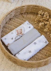 Pieluszki muślinowe 60x80 cm 3pak - Teddy Stars