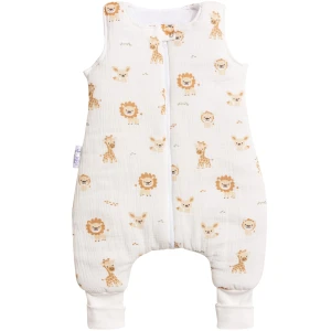 (Outlet) Muślinowy Śpiworek niemowlęcy - ocieplany z nogawkami - Baby Safari