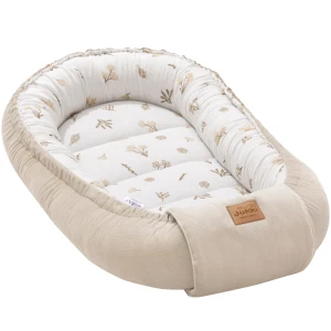 (Outlet) Muślinowy Kokon Comfort - Golden Meadow  i Ecru Velvet