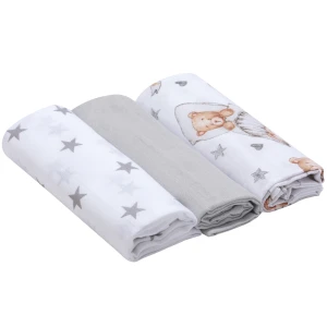 Pieluszki muślinowe 60x80 cm 3pak - Teddy Stars