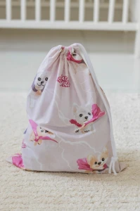 Worek na kapcie do żłobka/ przedszkola-  Super Puppy Pink