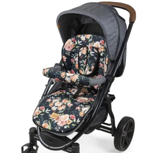 Dwustronna wkładka do wózka spacerowego - Peony Black