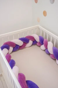 Ochraniacz warkocz do łóżeczka pleciony, 200 cm - Violet Mix