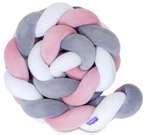 (Outlet) Ochraniacz warkocz do łóżeczka pleciony, 200 cm - Mix Pink