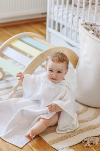 (Outlet) Ponczo kąpielowe z kapturkiem - White