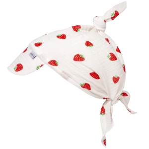 (Outlet) Muślinowa Chustka z daszkiem - Strawberries