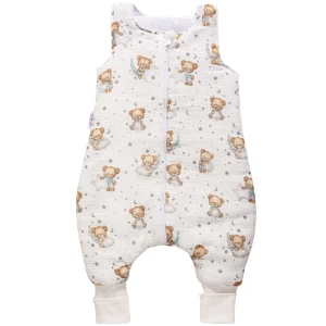 Muślinowy Śpiworek dziecięcy XL - ocieplany z nogawkami - Teddy Moon 
