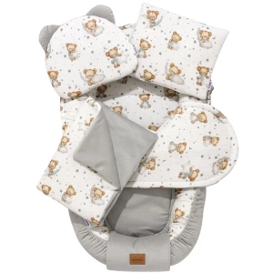 Muślinowy Zestaw 5 elementowy Comfort -  Teddy Moon i szary Velvet 