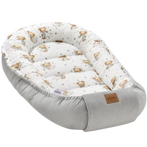 (Outlet) Muślinowy Kokon Comfort -Teddy Moon i szary Velvet