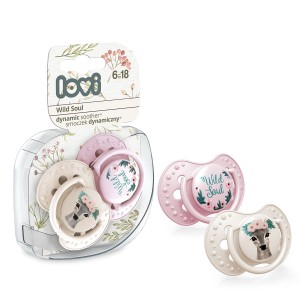 LOVI Smoczek silikonowy dynamiczny 6-18m Wild Soul Girl, 2 szt.
